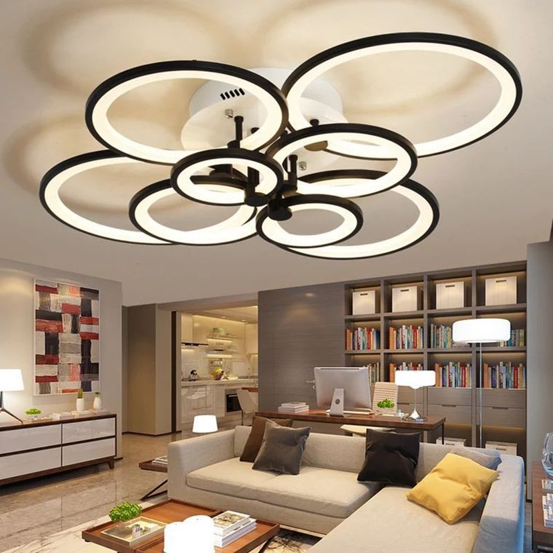 Circular Shade Acrylique LED Semi Flush Mount Light Modern Indoor plafond