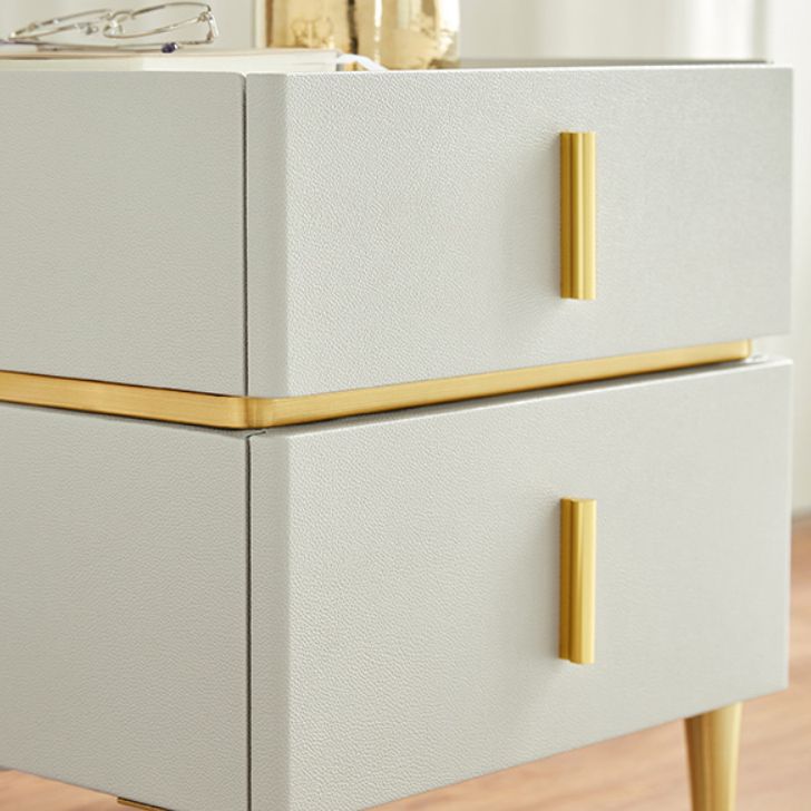 2 Drawers Accent Table Nightstand Contemporary Night Table for Bedroom