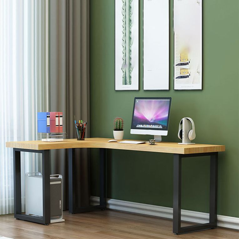 Metal and Wooden Writing Desk Industrial L-Shape Office Desk for Office