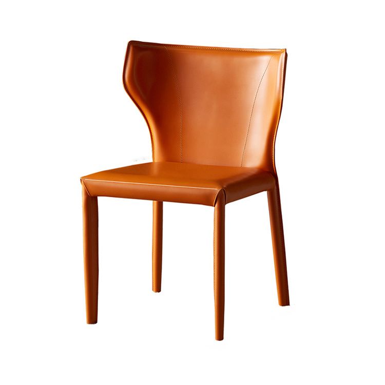 Contemporary Leather Dining Armless Chair Wingback Side Chair for Home Use