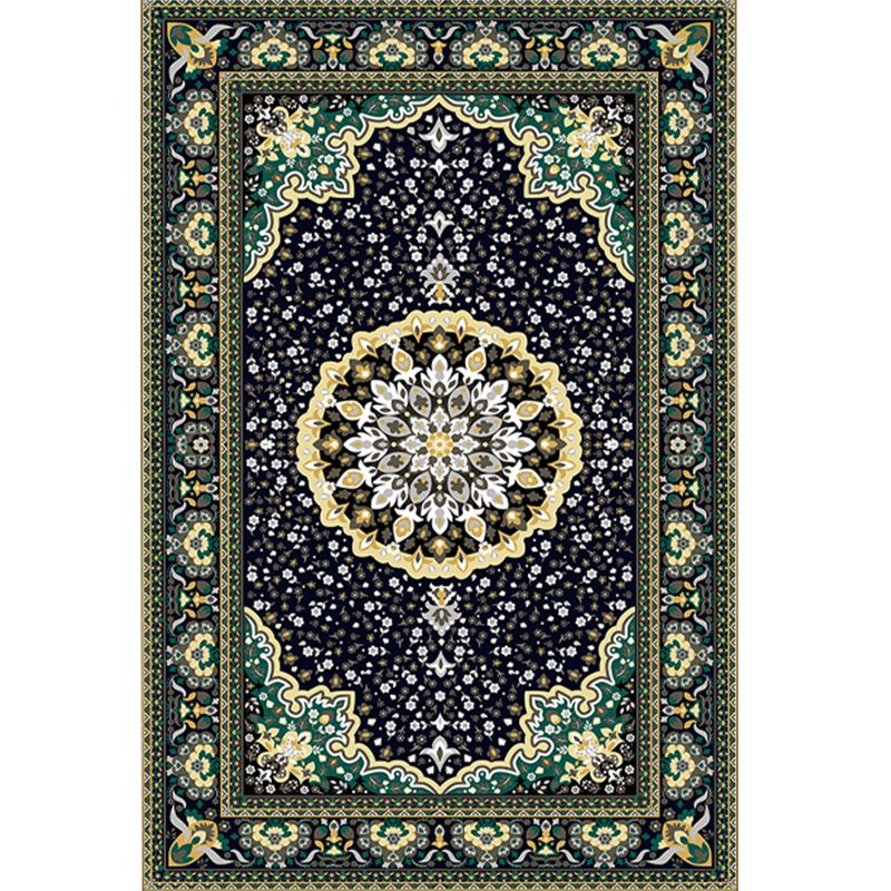 Nostalgia Floral Printed Rug Multi Color Synthetics Indoor Rug Non-Slip Backing Washable Carpet for Parlor