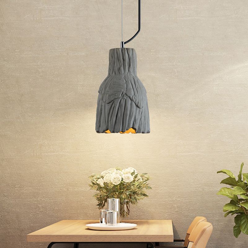 Industrial-Style Barn/Domed Ceiling Light 1 Light Cement Hanging Pendant Lamp in Grey, 6"/12" Wide