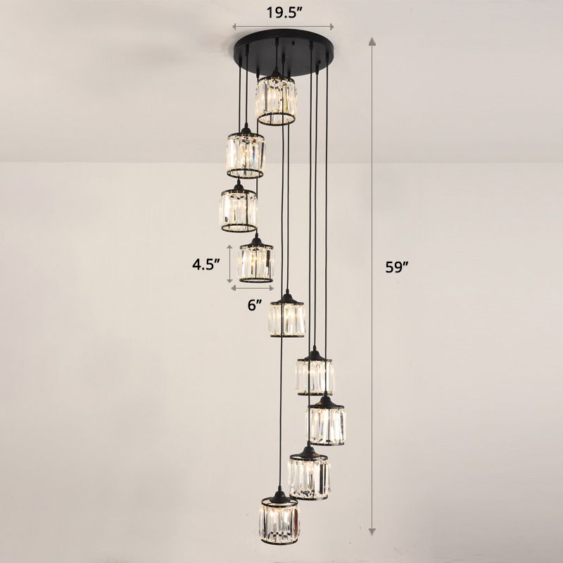 PRISMATIC Crystal Cilindrico appeso a sospensione Cluster Contemporary Pendant Light for Scales