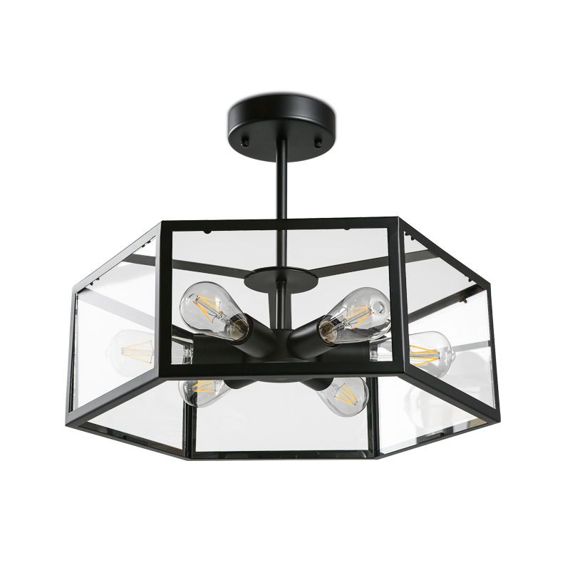 Geometric Chandelier Light Fixture Industrial Glass Pendant Lighting for Restaurant