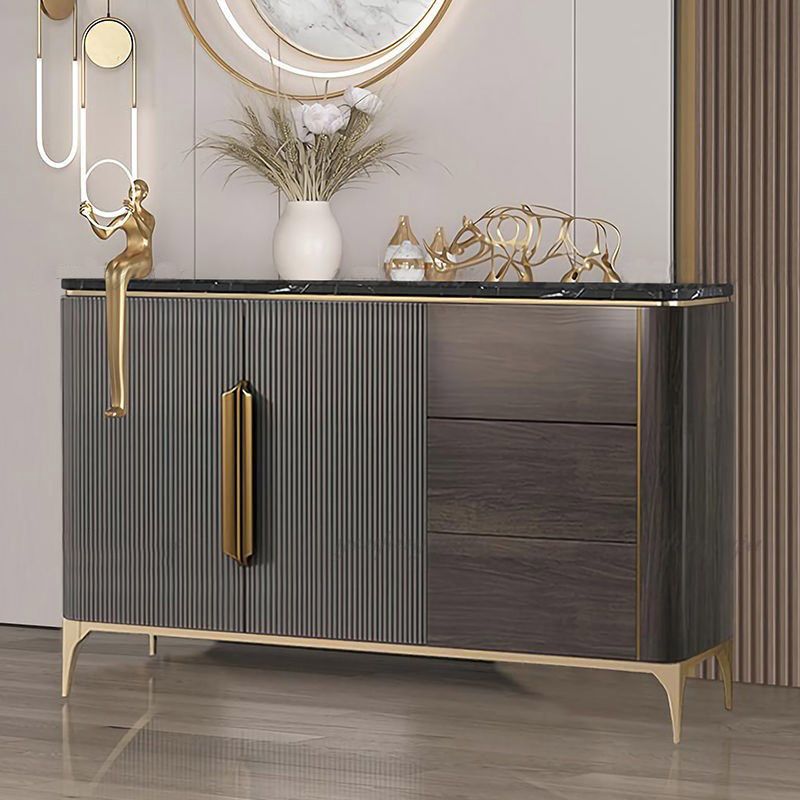 Modern & Contemporary Side Board Adjustable Shelving Credenza with Drawers and Cabinets