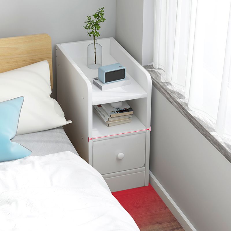 Modern Wooden Night Table Lower Shelf Bedside Cabinet with Drawer for Bedroom