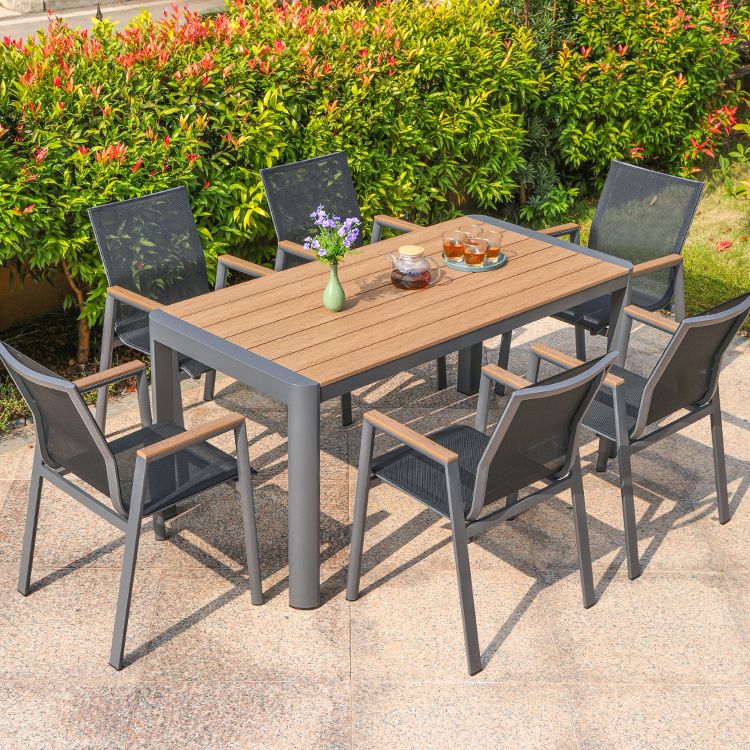 Modern Outdoor Aluminum Frame Dining Table Rectangle/Square Patio Table