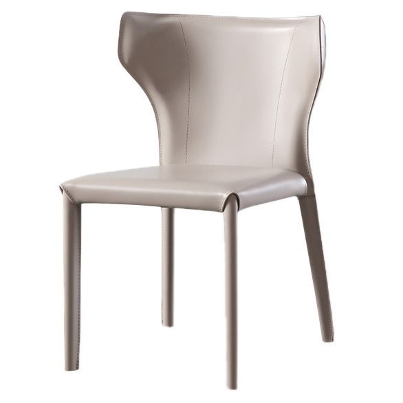 Modern Contemporary Leather Dining Chair Pure Color Wingback Side Chair