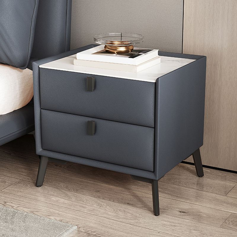 Modern Slate Nightstand Lower Shelf Bedside Cabinet for Bedroom