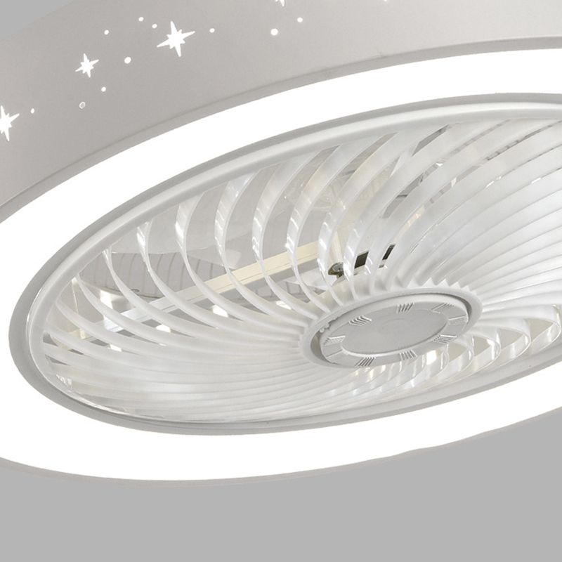 Modern Round LED Fan Light Simplicity Metal Bedroom Flush Mount Ceiling Light