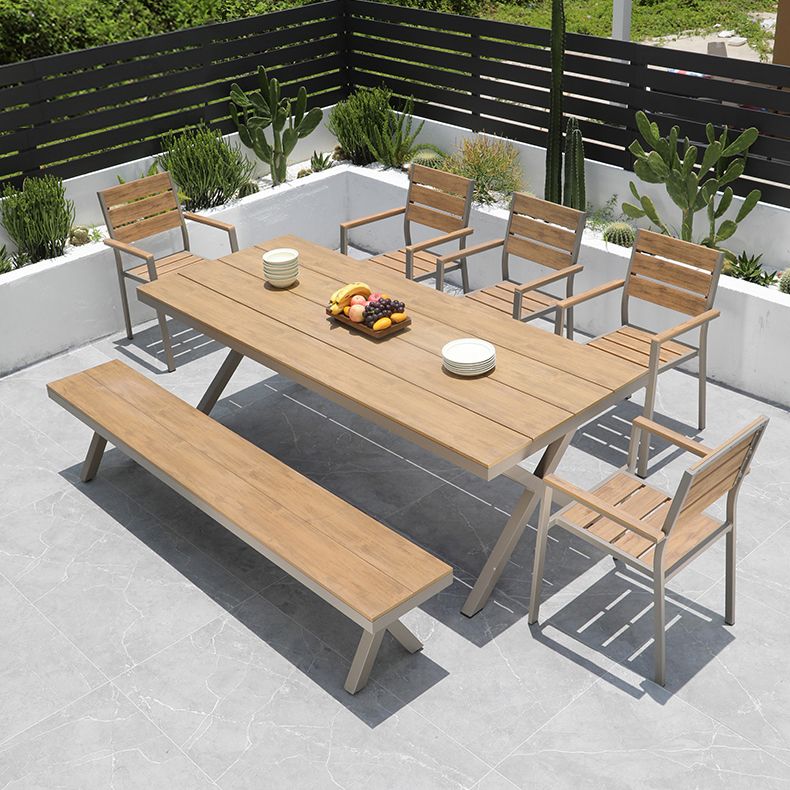 Manufactured Wood Dining Table Modern Brown Outdoor Patio Table