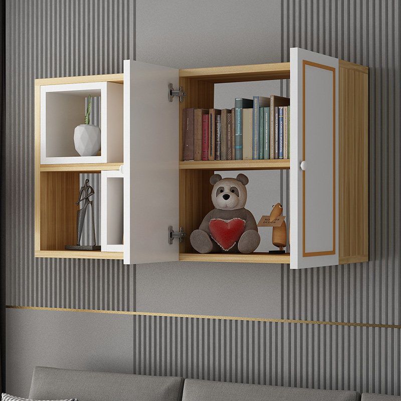 Contemporary Wood Bookcase Wall Mounted Closed Back Bookshelf for Home Office