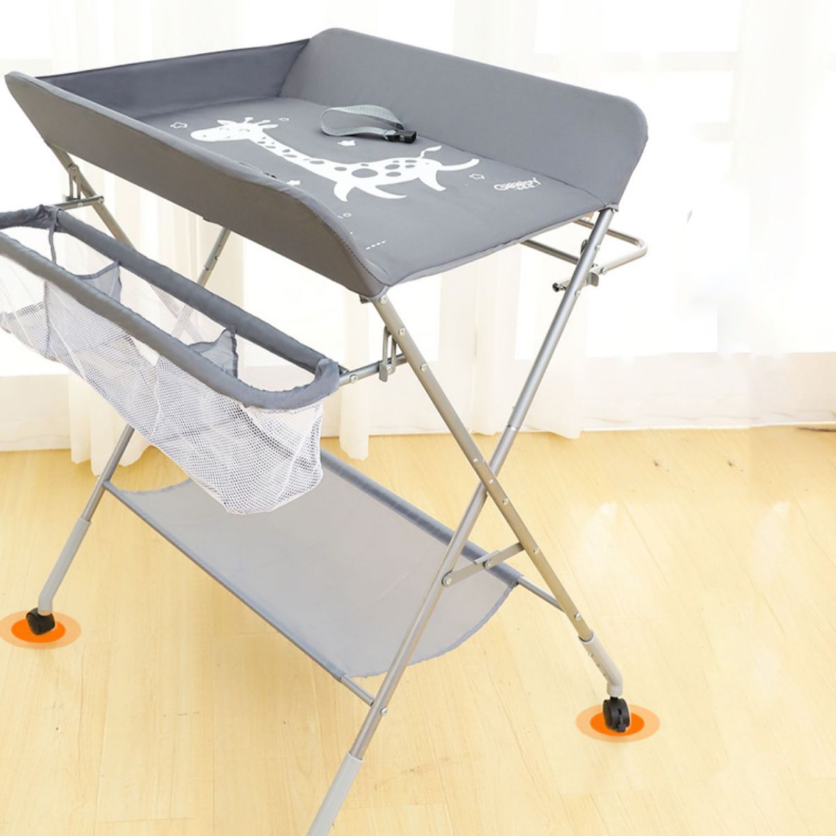 Folding Changing Table Flat Top Changing Table with Safety Rails and Storage