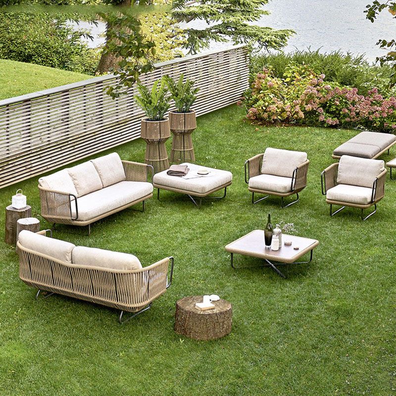 Contemporary Patio Sofa UV Resistant Water Resistant Outdoor Patio Sofa