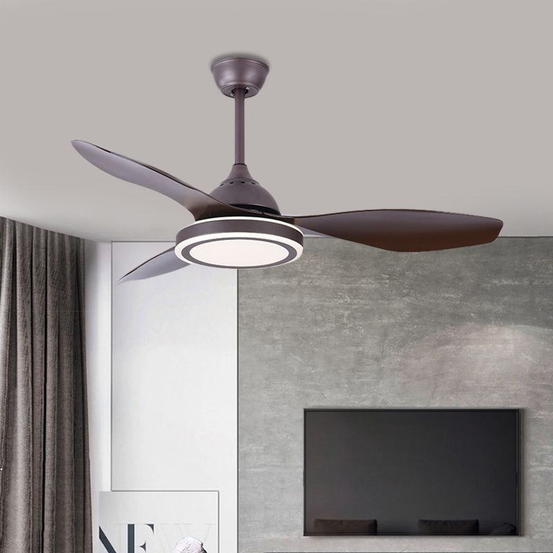 Metal Circle Semi Flush Mount Mount Modern Modernism Camera da letto LED LED Light in caffè scuro con 3 lame marroni, larghe 48 "