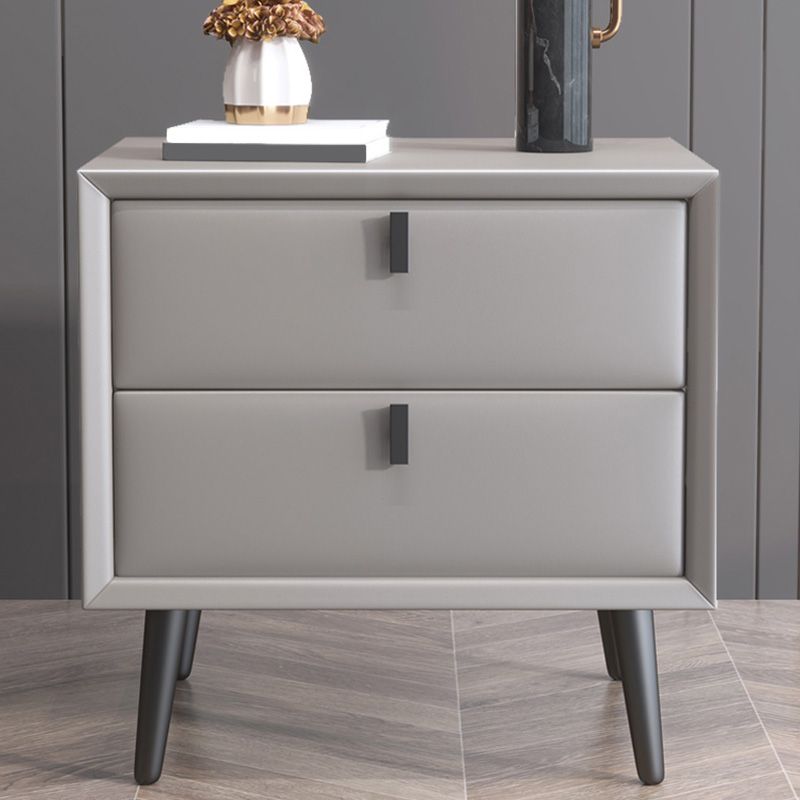 Modern Night Table Leather Accent Table Nightstand with Drawers