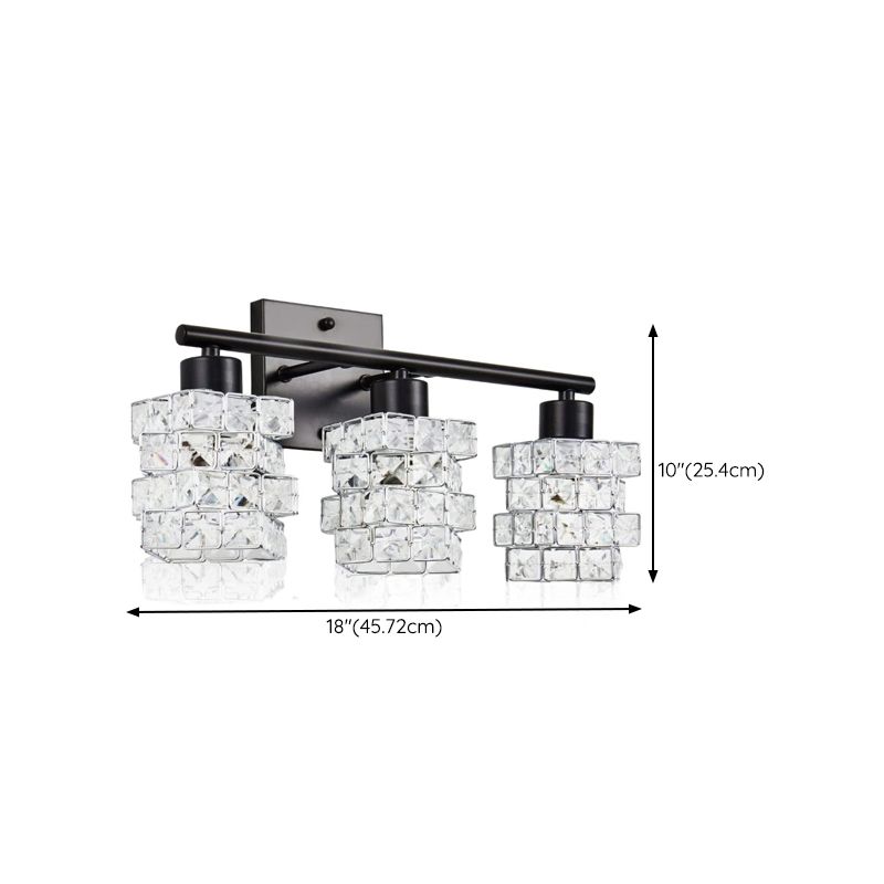 Crystal 3 / 4 - Light Bath Sconce in Clear and Black Finish Modern Bathroom Vanity Light