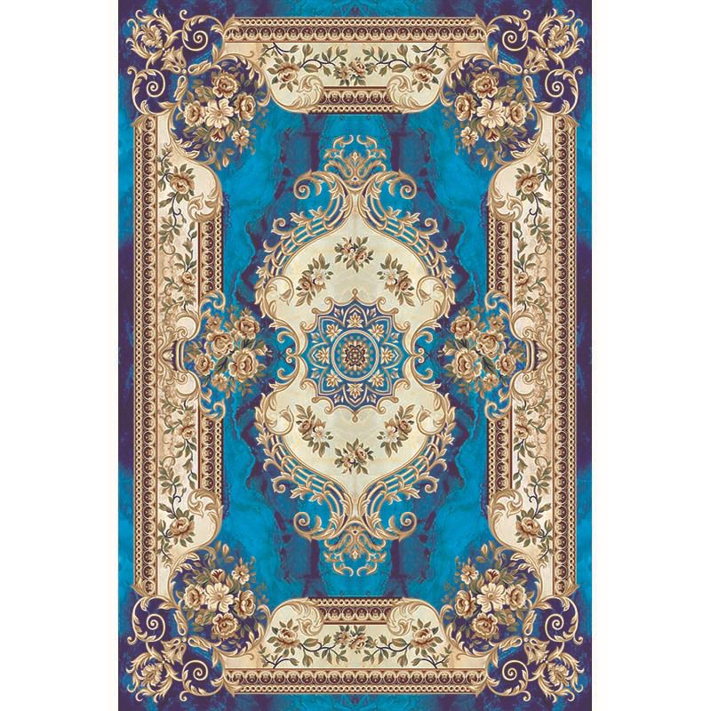 Multi-Color Vintage Rug Synthetics Geometric Area Carpet Non-Slip Backing Easy Care Indoor Rug for Parlor