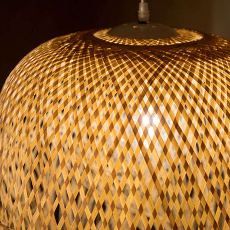 Chinese Handmade Pendant Lighting Fixtures Rattan Hanging Light with Hanging Cord for Restaurant