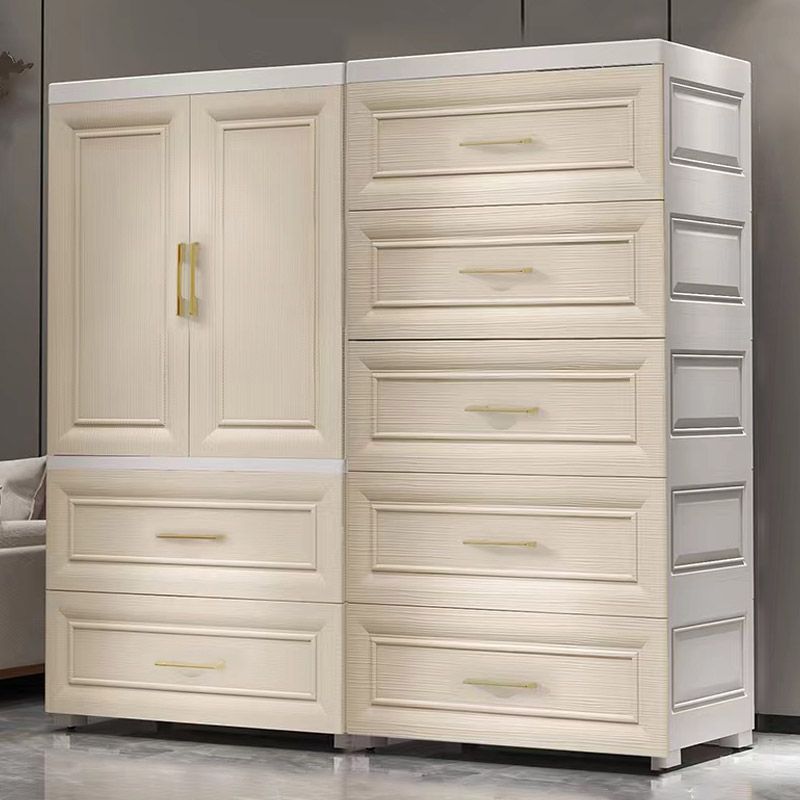 Modern Style Plastic Kids Closet Bedroom Youth Armoire with Drawers