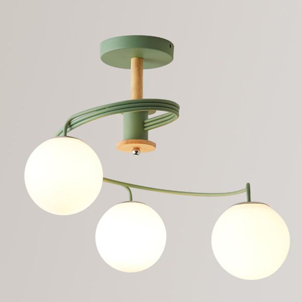 Luminaires de lustre en bois moderne globe suspension à suspension multiples