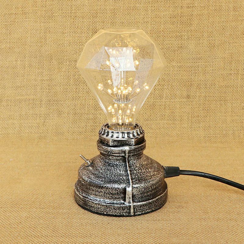 Bronze/Aged Brass 1 Head Table Lighting Industrial Wrought Iron Bare Bulb Standing Table Lamp with Plug In Cord