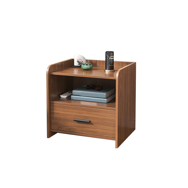 Wooden Bedside Cabinet Modern Minimalist Open Bedside Table with Drawers