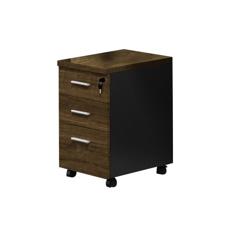 Contemporary File Cabinets Solid Wood Frame Mobile Filing Cabinet with Key Lock