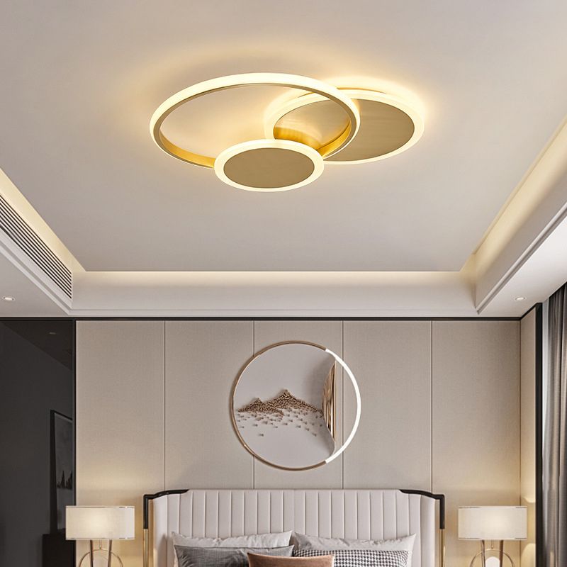 Multiple-Light Round Flush Mount Lighting Modern Metal Ceiling Lighting