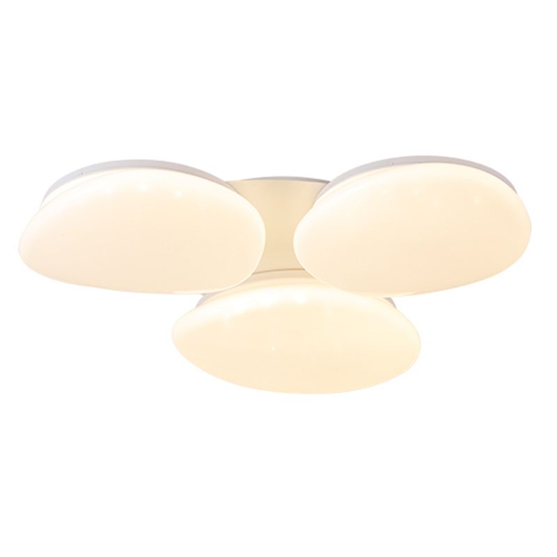 3 - Light Stone LED Flush Mount White Metal and Acrylic Ceiling Flush