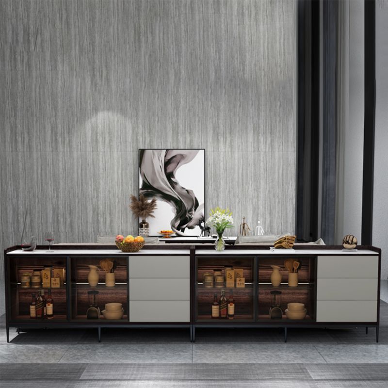 Contemporary Side Board Stone Sideboard Table with Doors for Dining Room