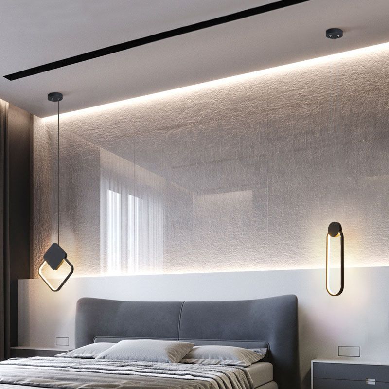 Nordic Style Metal Ceiling Lamp Geometry LED Pendant Light with Acrylic Shade for bedroom