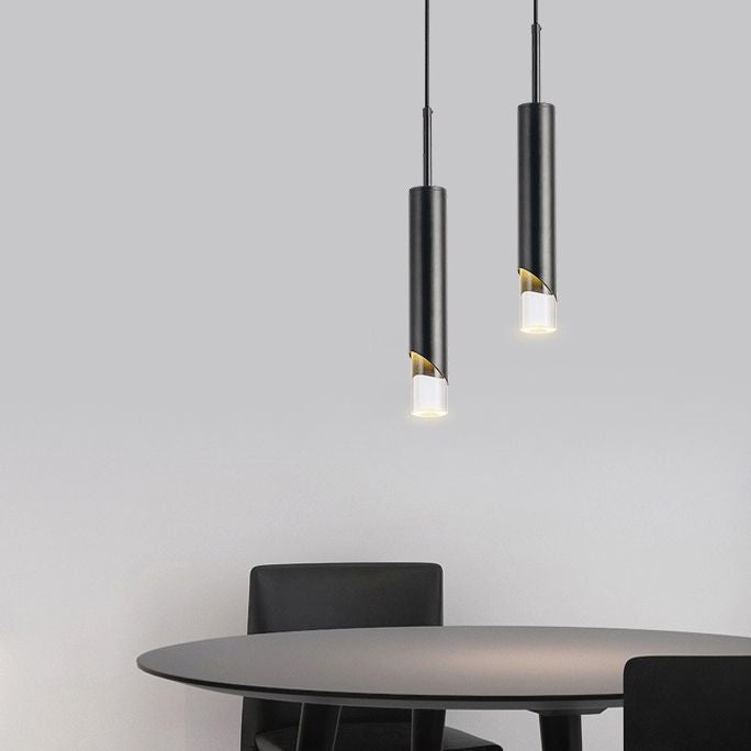 LED cylindrique 1-Light Light Light in Modern Luxury Style Prendant Fon Pendant avec une teinte acrylique claire