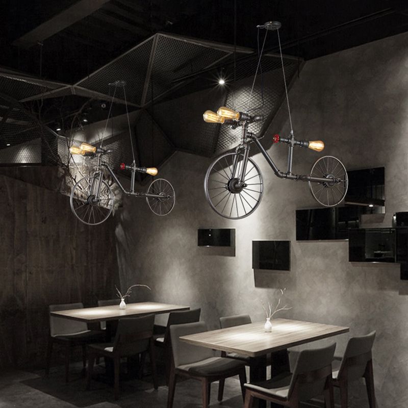 Bicycle Chandelier Light Fixture Industrial Metal Pendant Lighting for Restaurant