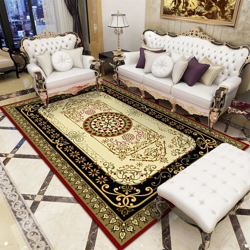 Moroccan Paisley Pattern Rug Polyester Area Carpet Stain Resistant Indoor Rug for Home Decoration