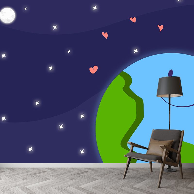 Art Style Children Kids Planet Mural Wallpaper Illustration Mildew Resistant Wall Art