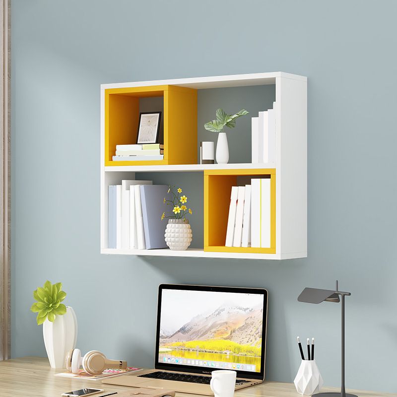 Modern Wall Mounted Shelf Bookcase Engineered Wood Home Bookshelf