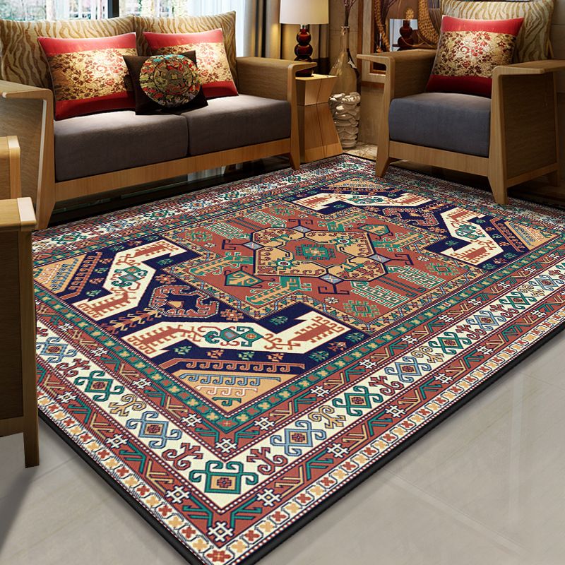 Resplendent Multicolor Floral Rug Synthetics Moroccan Carpet Washable Pet Friendly Anti-Slip Rug for Room