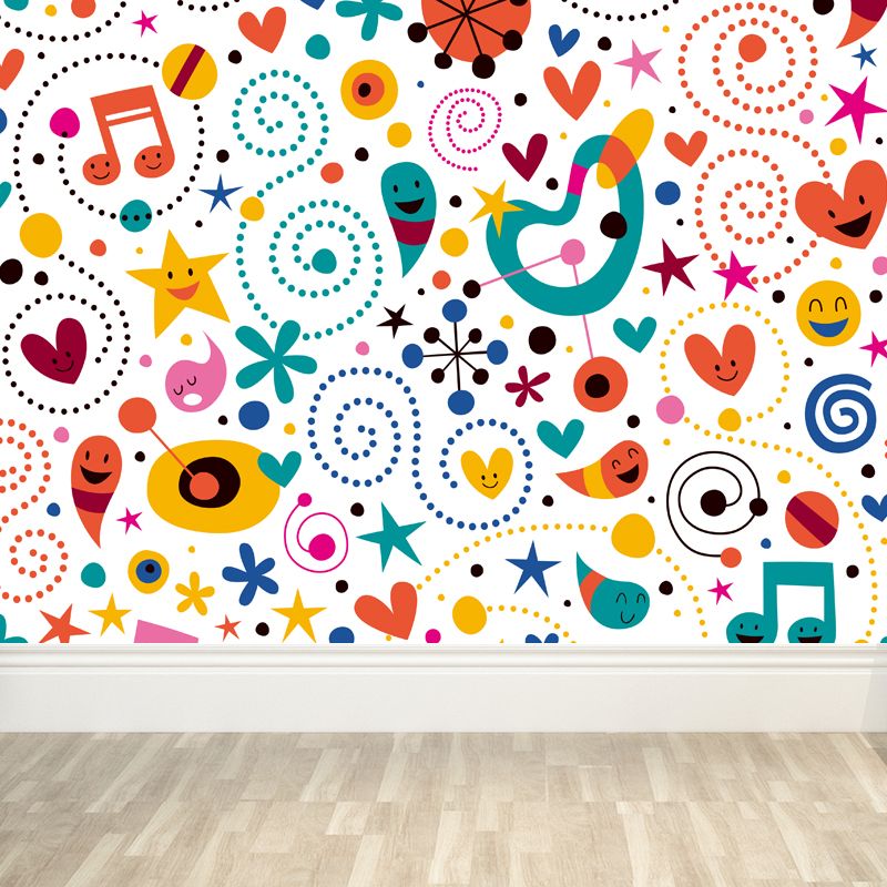 Cartoon Patterned Mural Wallpaper Non-Woven Washable Multicolored Art for Kids Bedroom