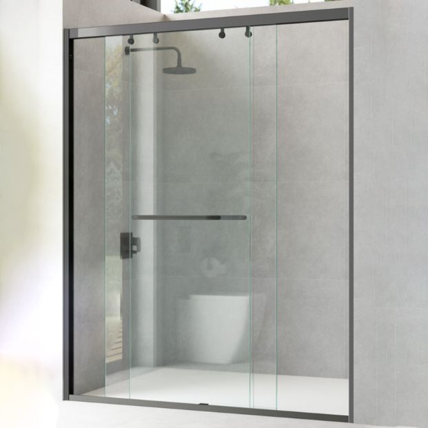 One-shaped Semi-frameless Double Sliding Shower Door, Bathroom Tempered Glass Door