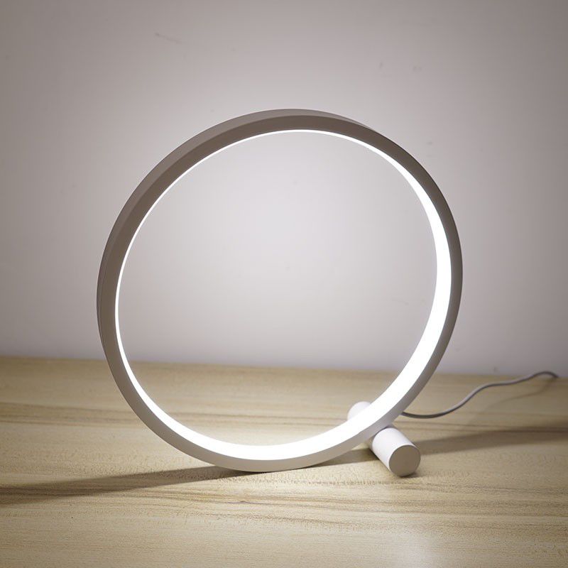 Modern Circle Shape Night Table Lamp Metal 1 Light Nightstand Lamp