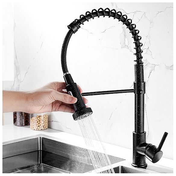 Contemporary Kitchen Faucet Copper Single Handle High Arc Spring Spout Kitchen Faucet