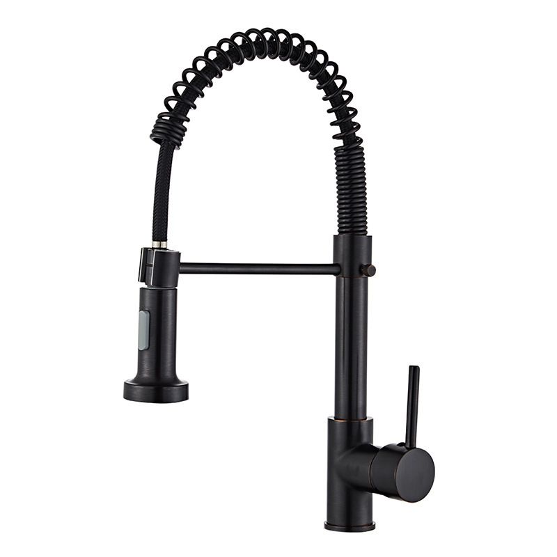 Contemporary Kitchen Faucet Copper 1-Handle High Arc Spring Spout Kitchen Faucet