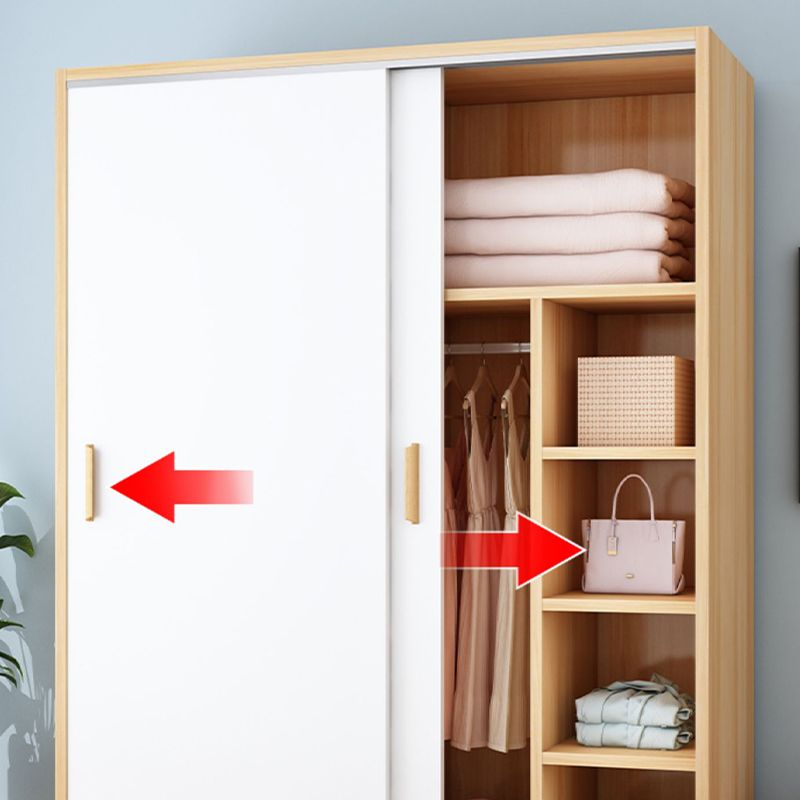 Manufactured Wood Kids Closet Modern Style Shelved Wardrobe Closet with Garment Rod