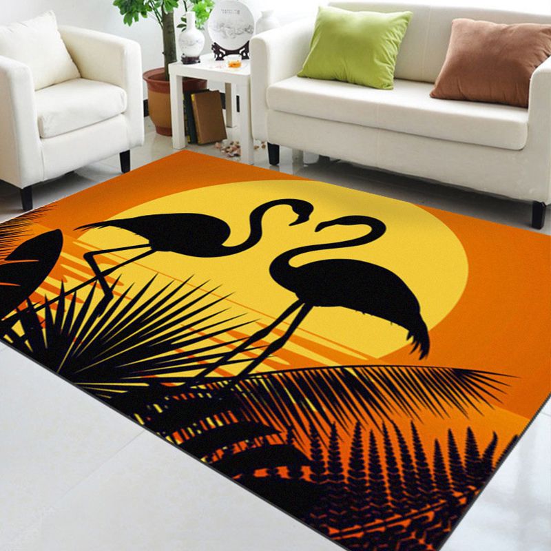 Classic Tropix Indoor Rug Multi-Color Flamingo Carpet Anti-Slip Backing Stain Resistant Machine Washable Rug for Family Room