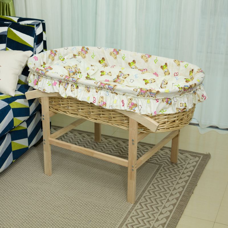 Portable Wicker Moses Basket Natural Oval Moses Basket for Baby and Newborn