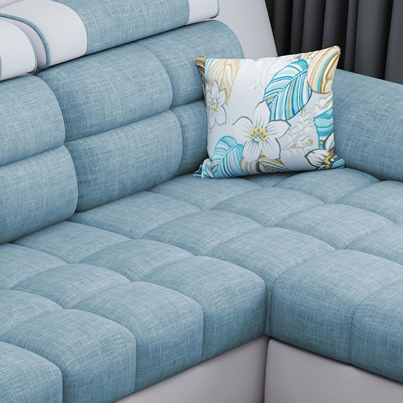 Sewn Pillow Back Sofa with Ottoman Included and Storage for Four People