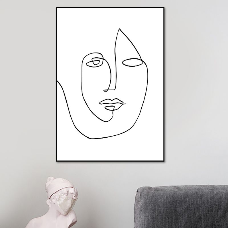 Scandinavian Style Novelty Figure Art in White Textured Wall Decor for Living Room