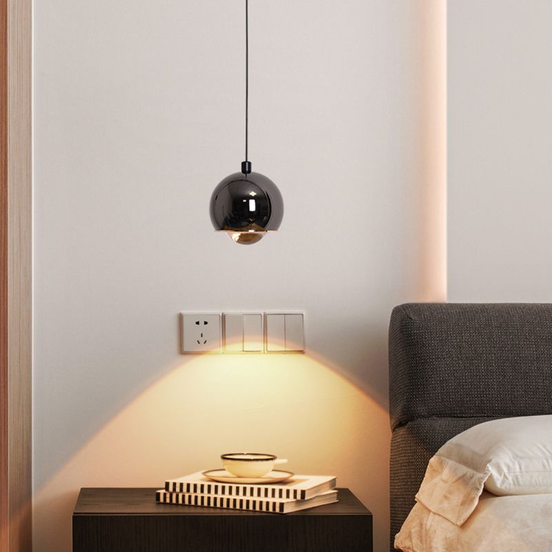 Postmodern Aluminum Pendant Light Globe 4" Wide LED Hanging Pendant for Bedroom