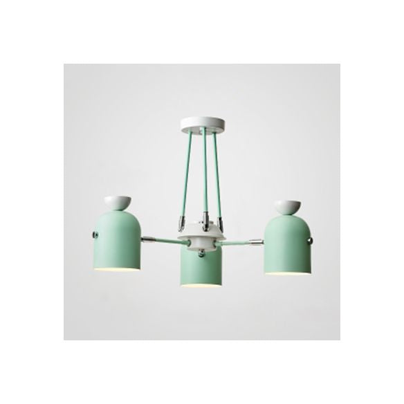 Macaron Loft Cup Pendant Light Metallic 3/6 Heads Chandelier in Candy Color for Living Room